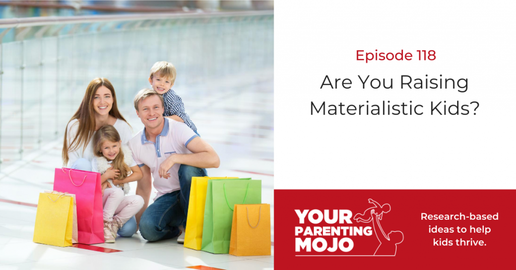 father, mother, daughter and son with shopping bags