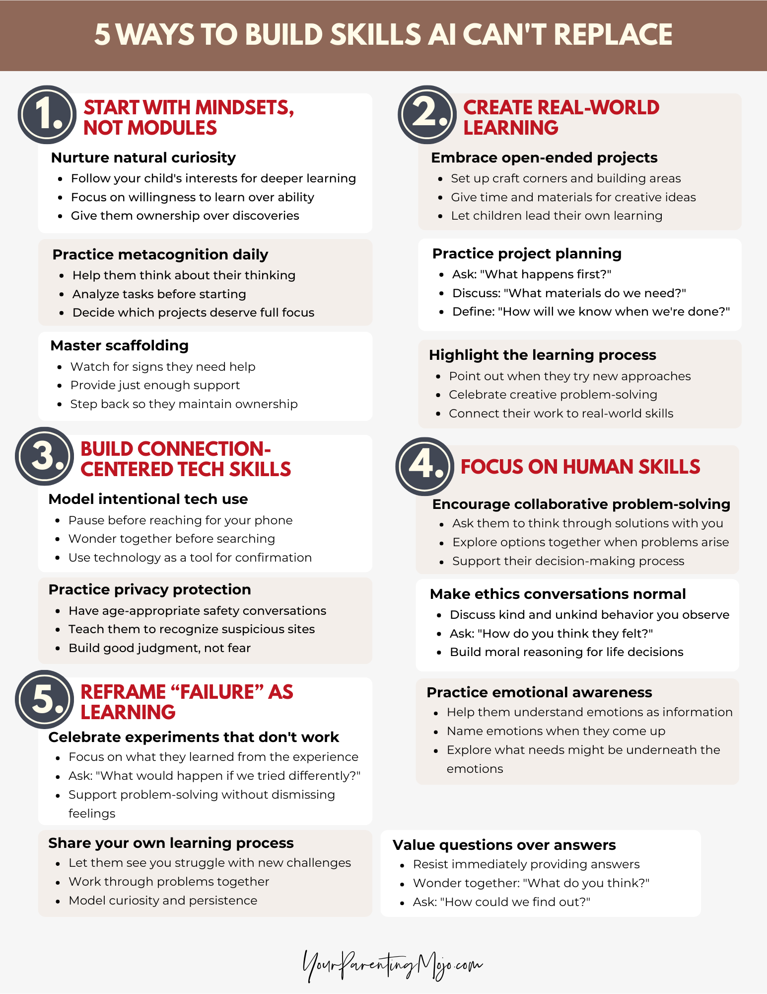 Infographic on 5 ways to Build Skills AI Can't Replace
